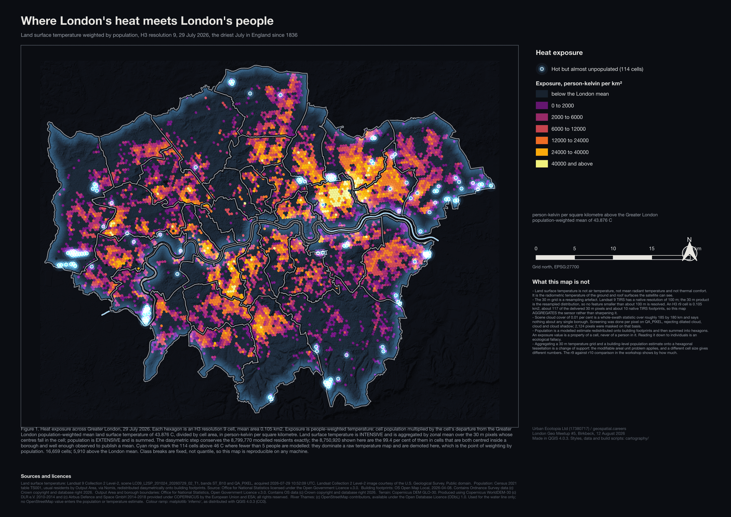A3 London heat layout showing deliberate visual hierarchy