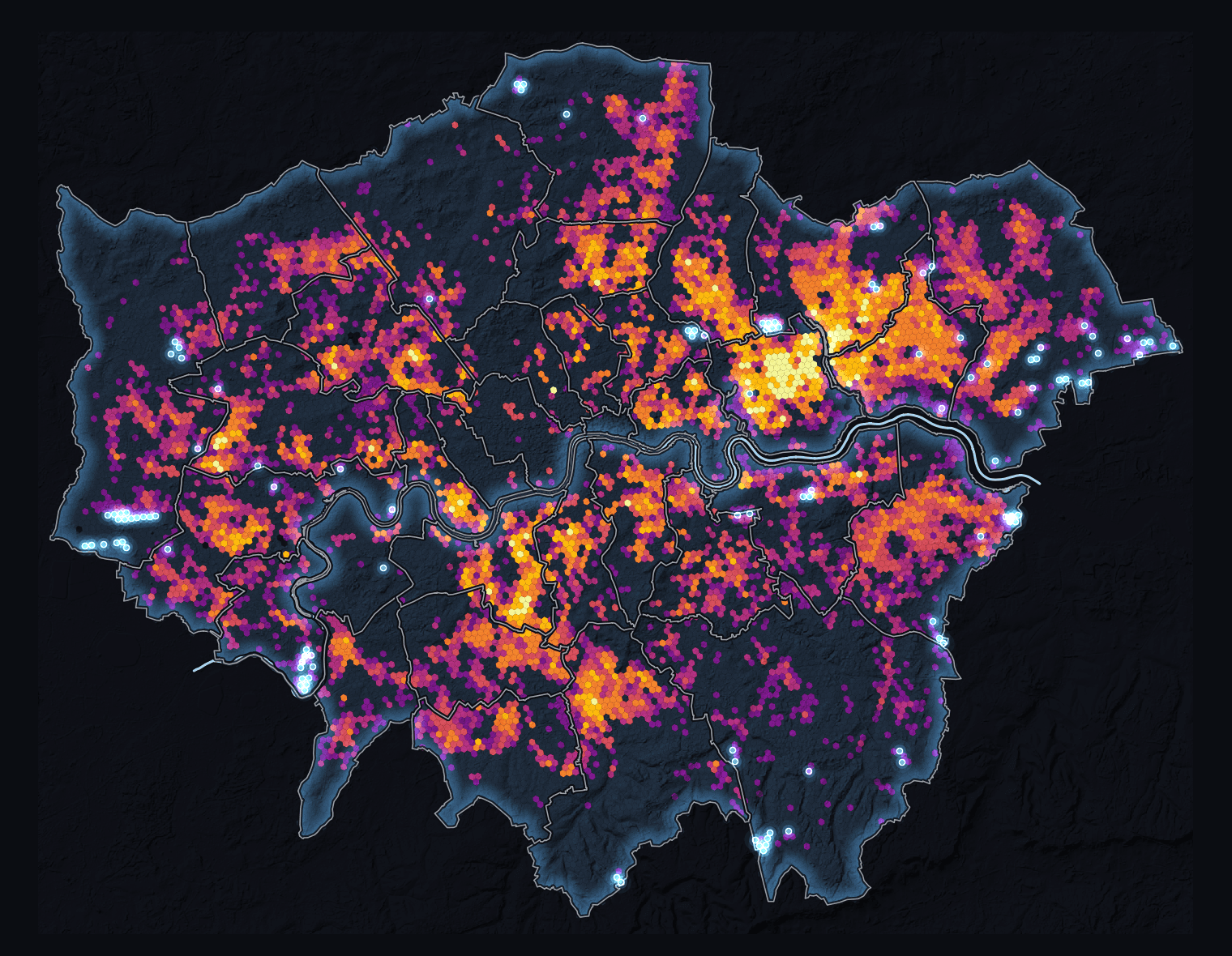 Editorial map of London heat exposure used in the workshop deck